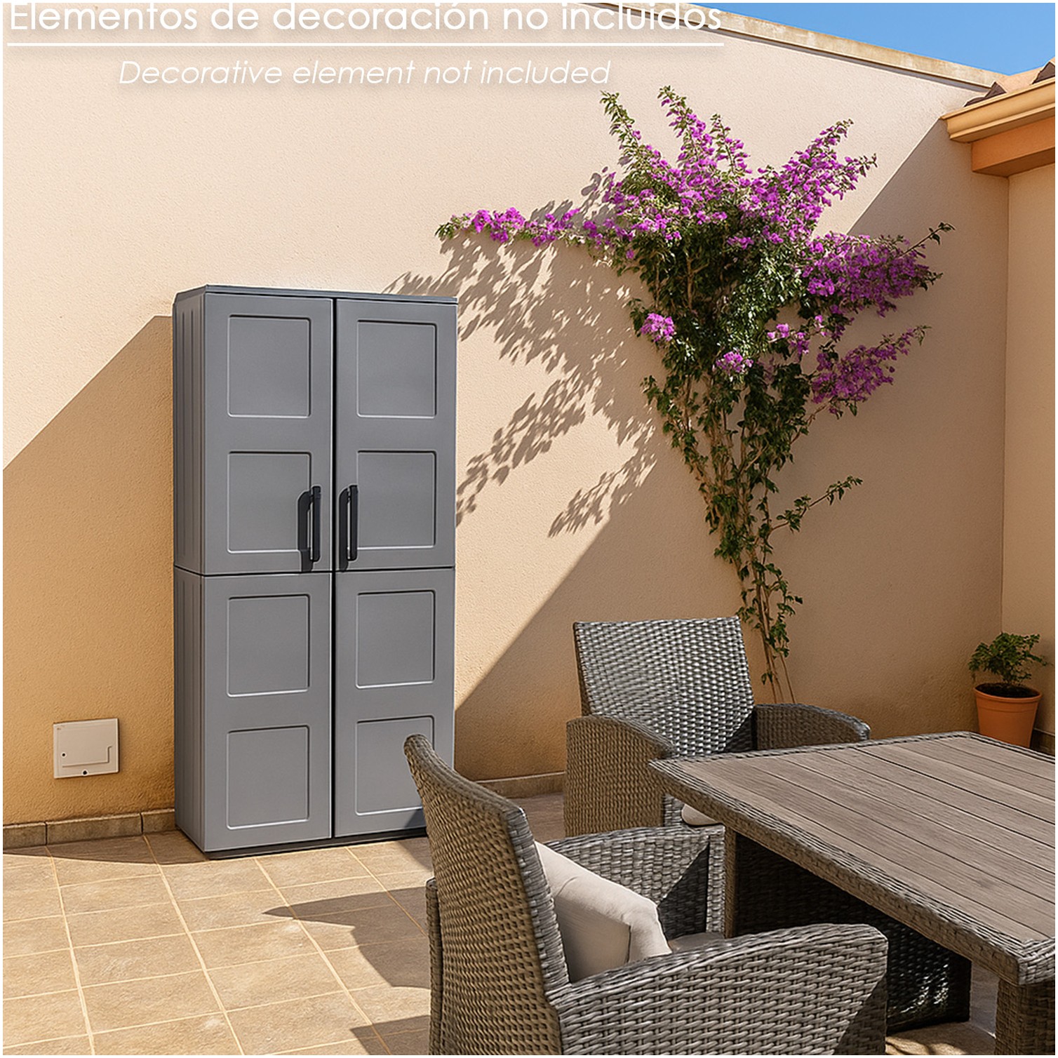 Armario Resina Alto 68x37x169 cm. Color Gris Oscuro