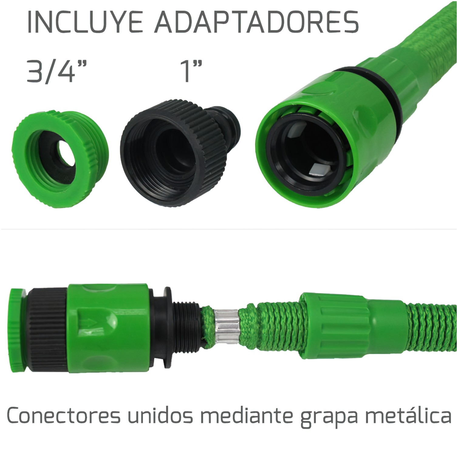 Manguera Extensible Riego 5 a 15 Metros Con Pistola De 7 Posiciones