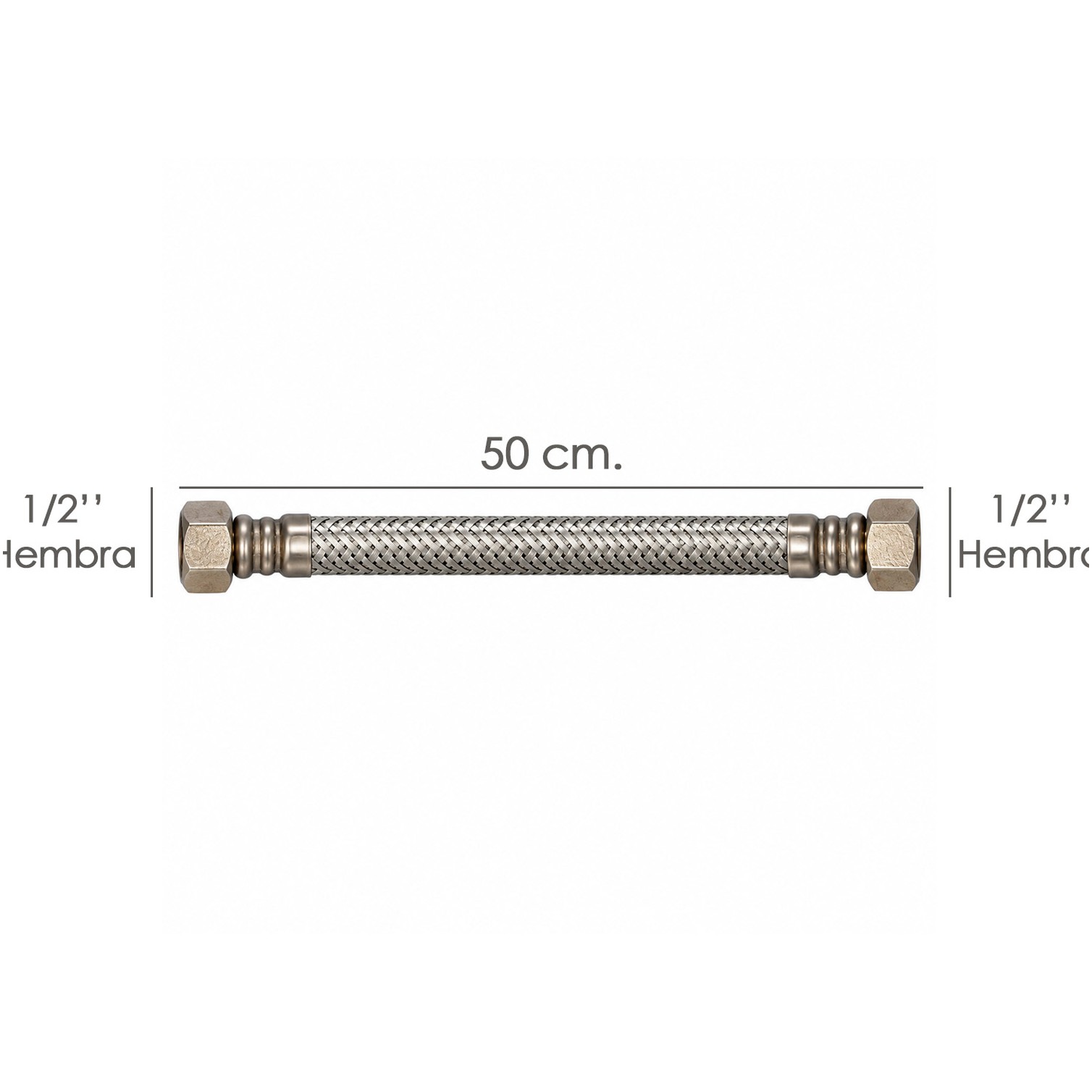 Latiguillo Flexible Reforzado Acero Inoxidable Termo Hembra 1/2" - Hembra 1/2" Longitud 500 mm