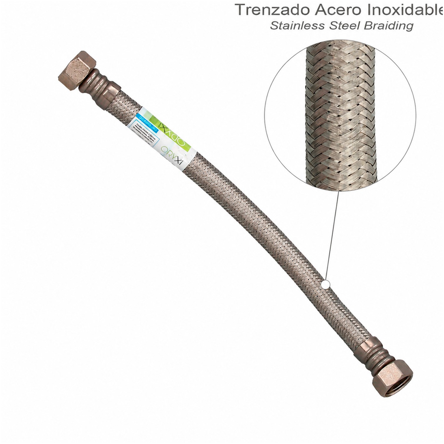 Latiguillo Flexible Reforzado Acero Inoxidable Termo Hembra 1/2" - Hembra 1/2" Longitud 500 mm