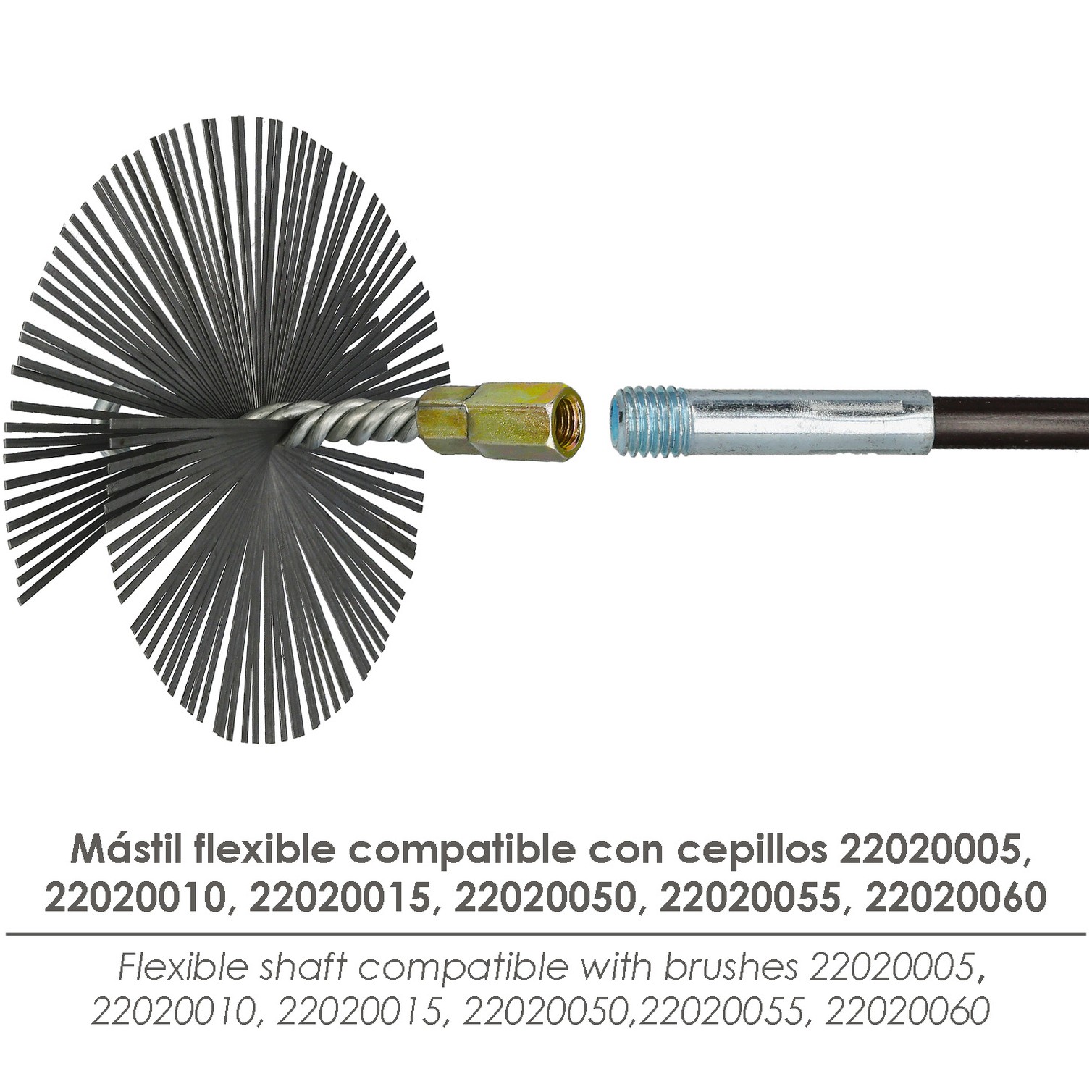 Mastil Flexible Deshollinador Rosca M12 Longitud de 1,4 metros.
