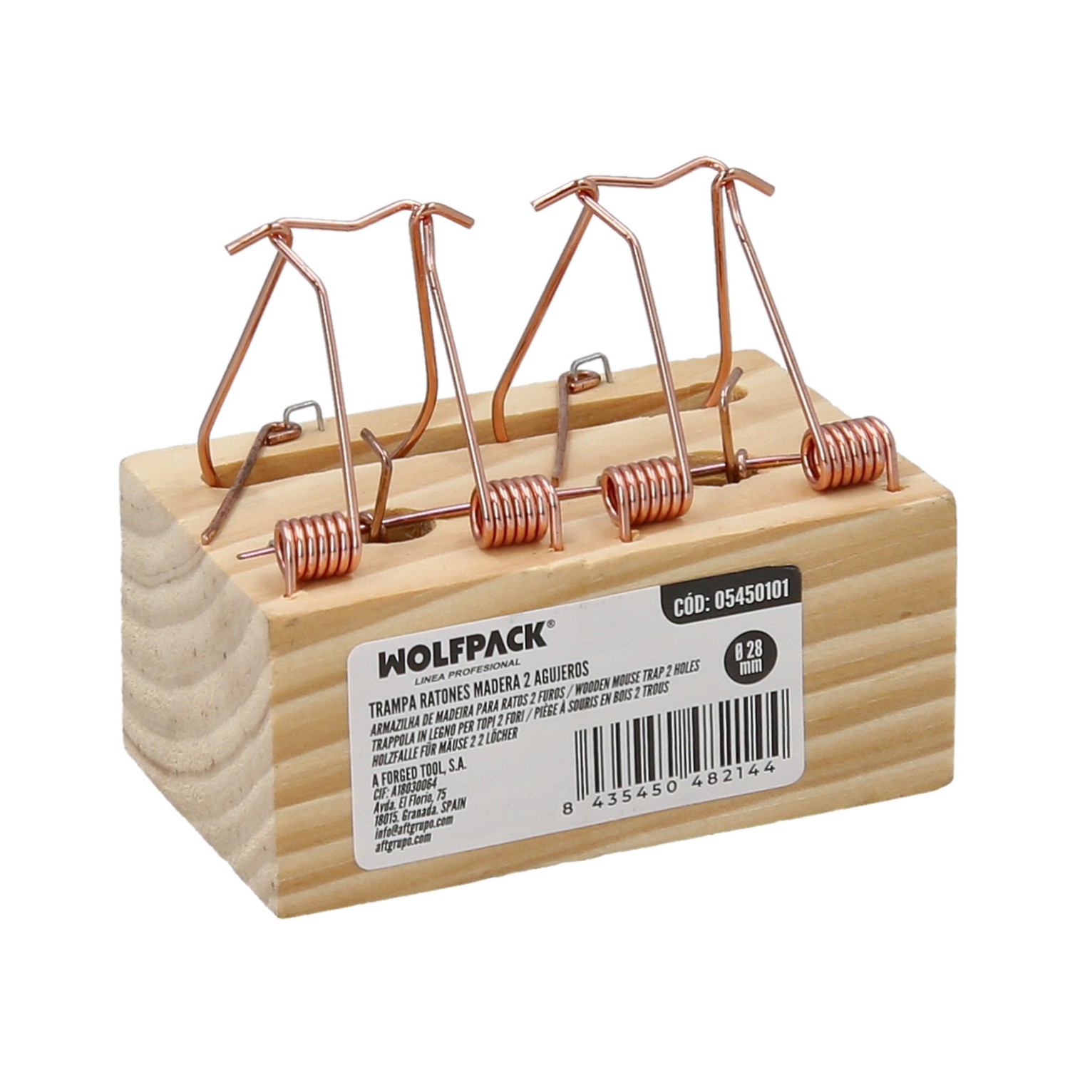 Trampa De Madera Para Ratones 2 Agujeros Ø 28 mm.