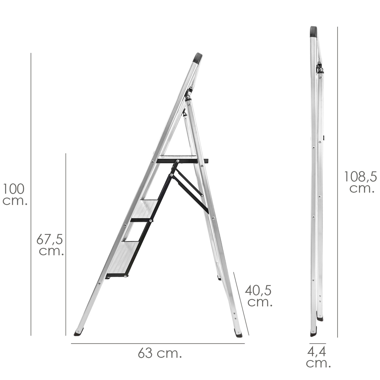 Escalera Plana Aluminio 3 Peldaños