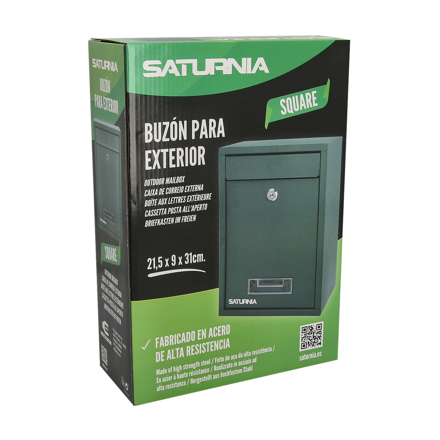 Buzon Square Verde 26 x 9 x 31 (Alt.) cm.