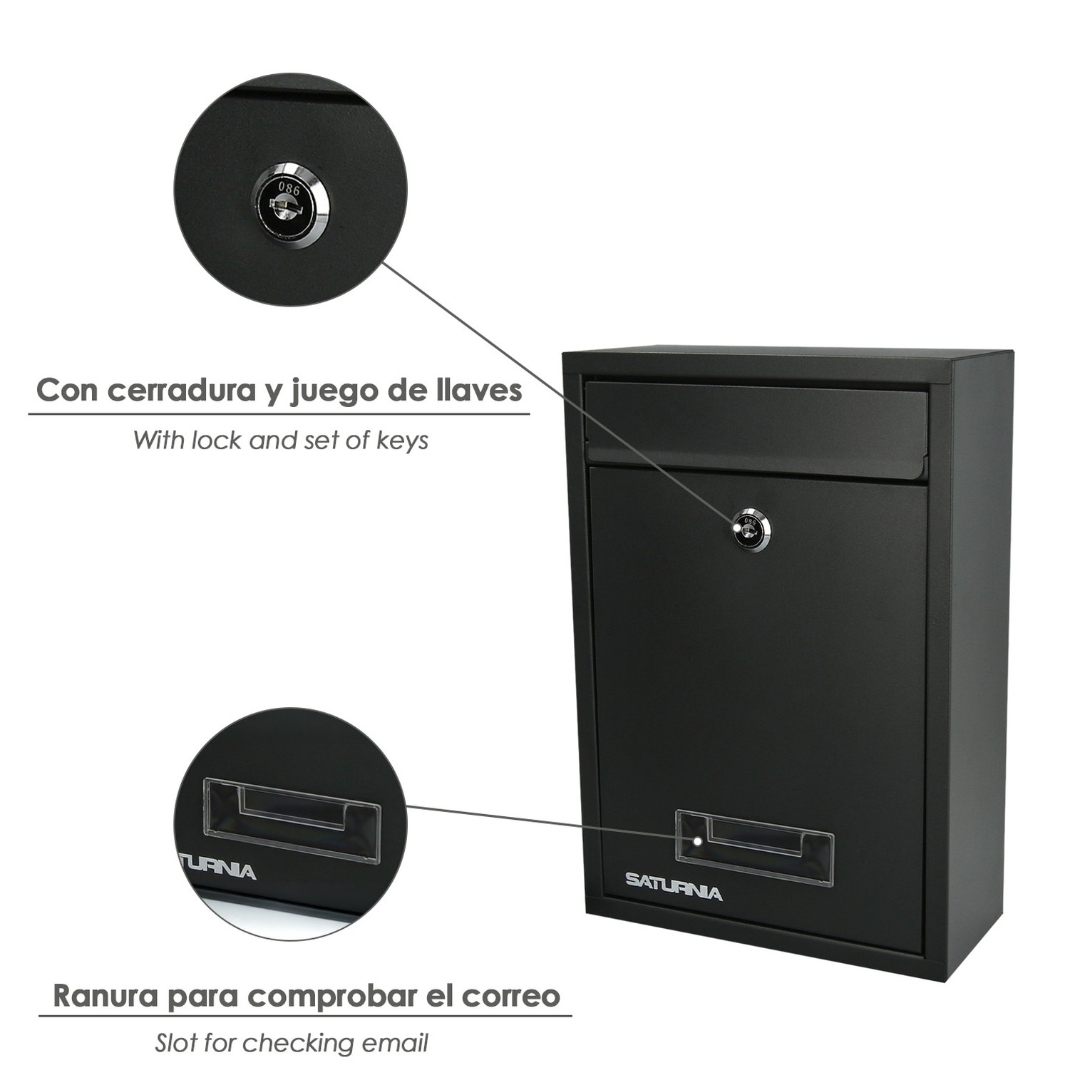 Buzon Square Gris Antracita 26 x 9 x 31 (Alt.) cm.