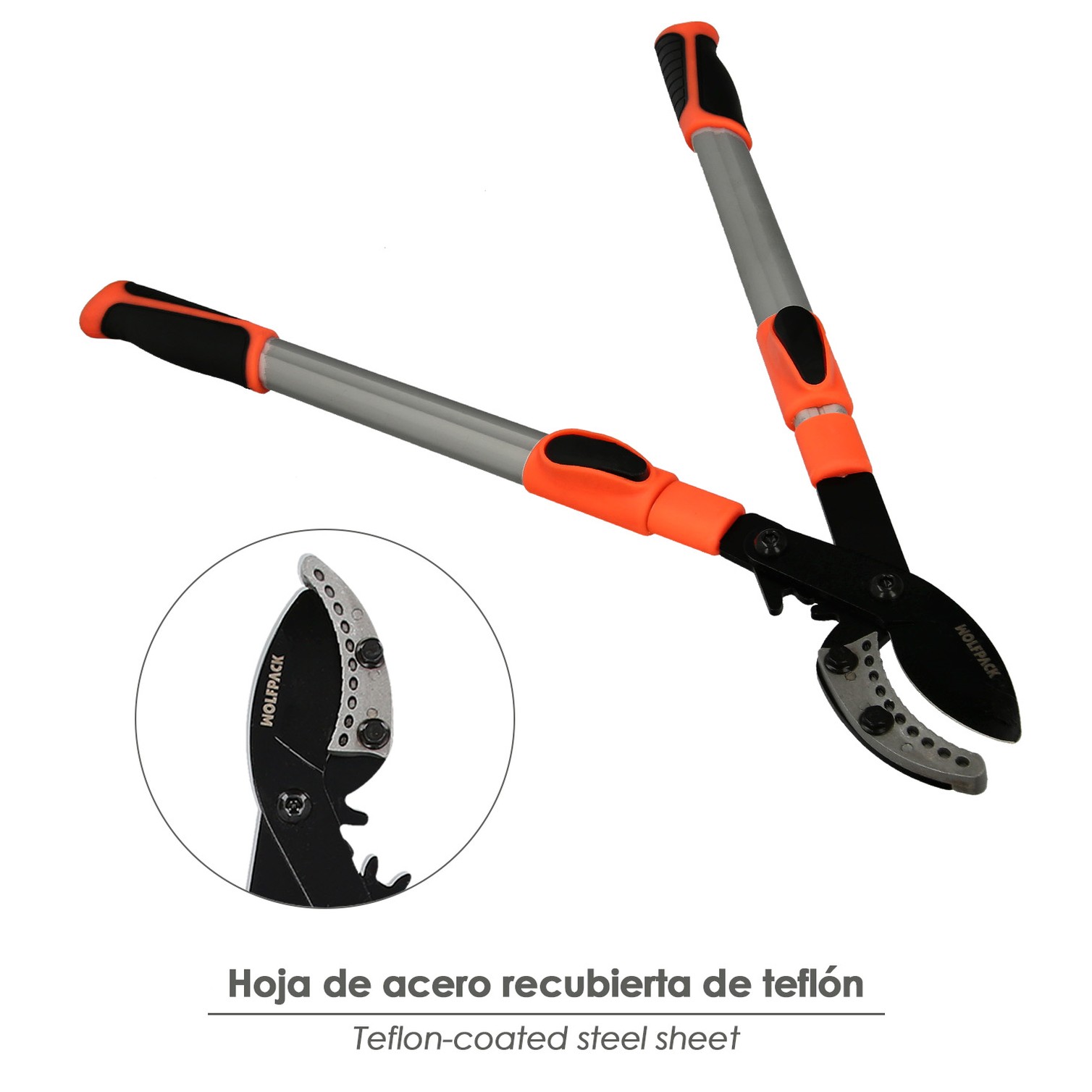Tijera Podar 2 Manos Sistema Yunque Mangos Telescopicos Aluminio Con Multiplicador De Fuerza