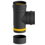 Te Para Tubos Estufa Pellet Vitrificada Ø 80 mm. 90° Con Colector