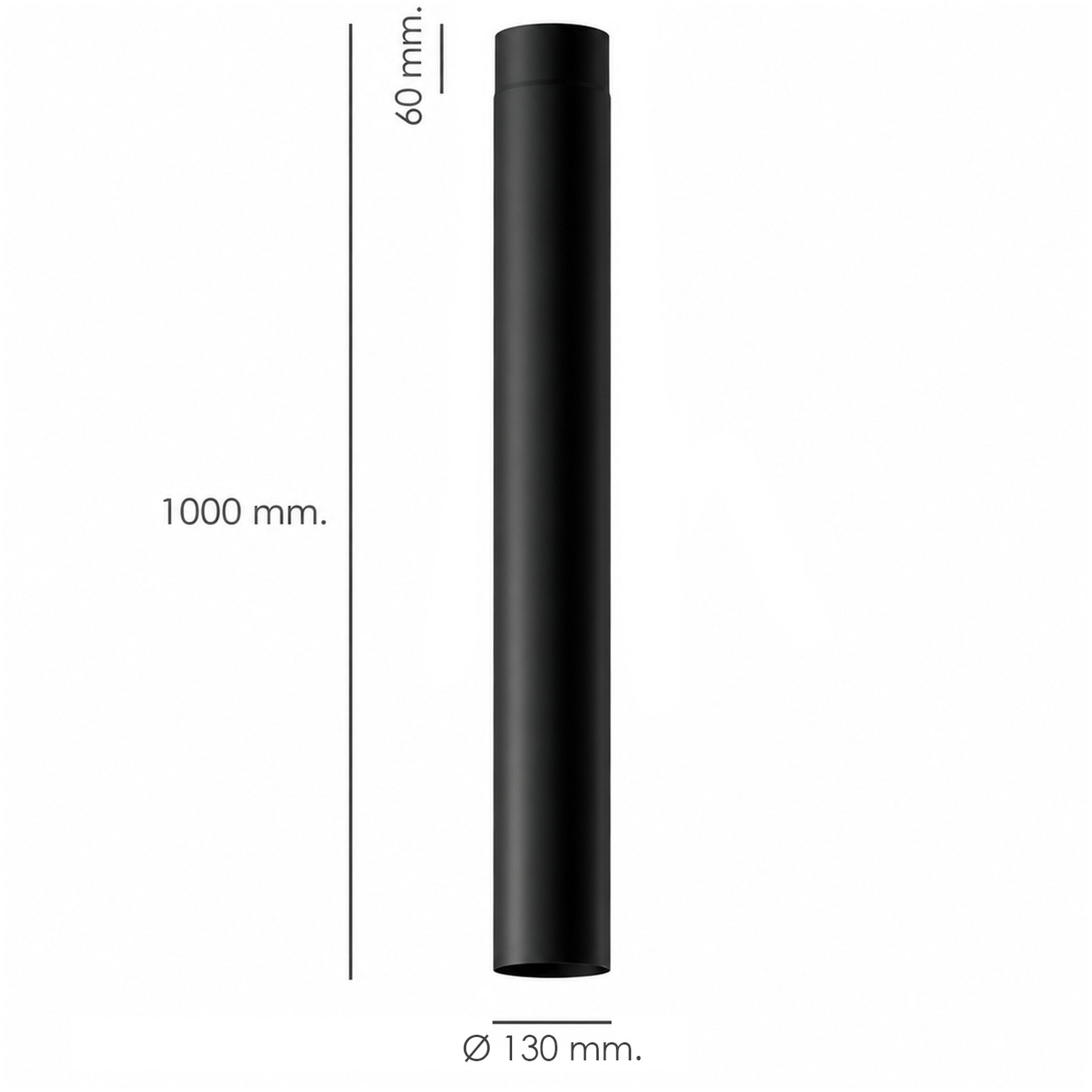 Tubo de Estufa Acero Vitrificado Premium Negro Ø 130 mm. Ideal Estufas de Leña, Chimenea, Alta resistencia, Color Negro
