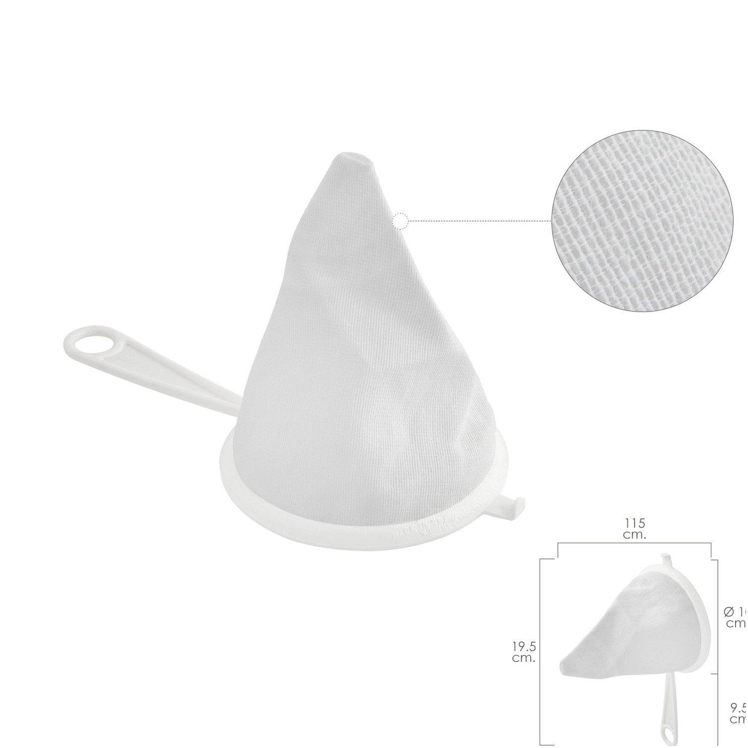 Colador Tela Franela Armazón de Plastico Ø 10 cm.