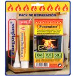 Kit Reparacion Estufas/Chimeneas, Cola Refractaria y Cordon Fibra Vidrio 8 mm. x 2,5 m.