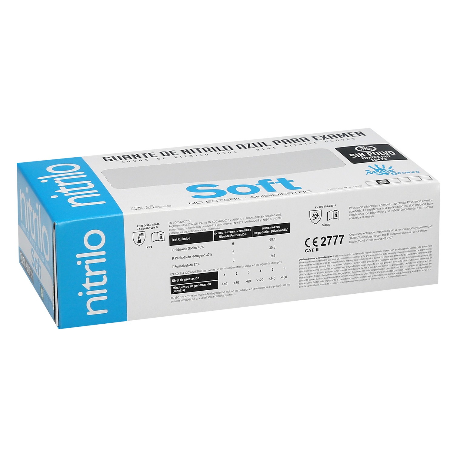 Guante Desechable Nitrilo Azul XL 3,5 gms. Caja 100 unidades.