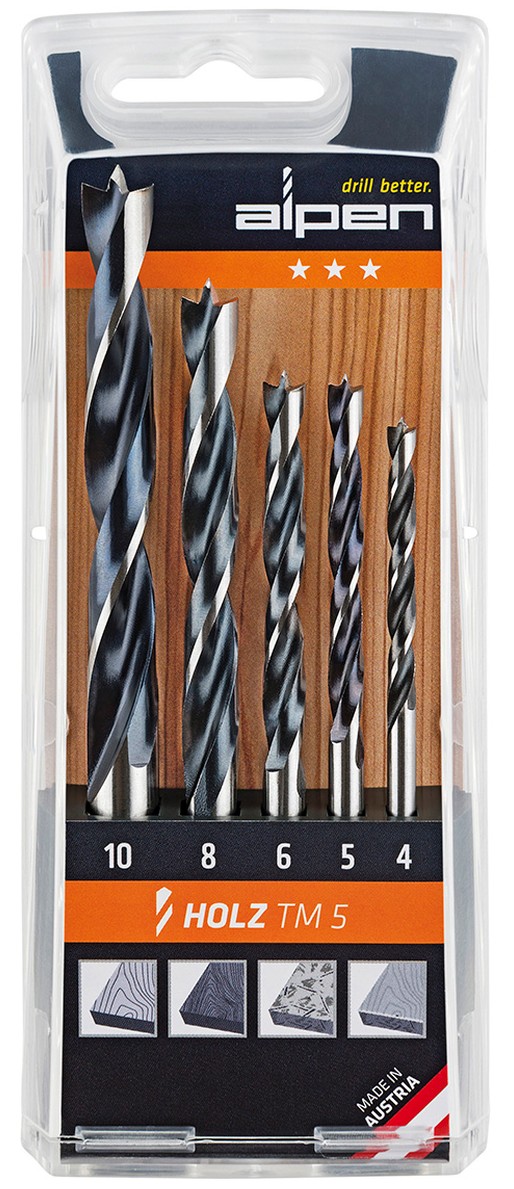 Estuche Brocas Alpen Madera 5 Piezas
