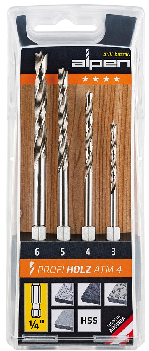 Estuche Brocas Alpen Hexagonal Madera 4 Piezas