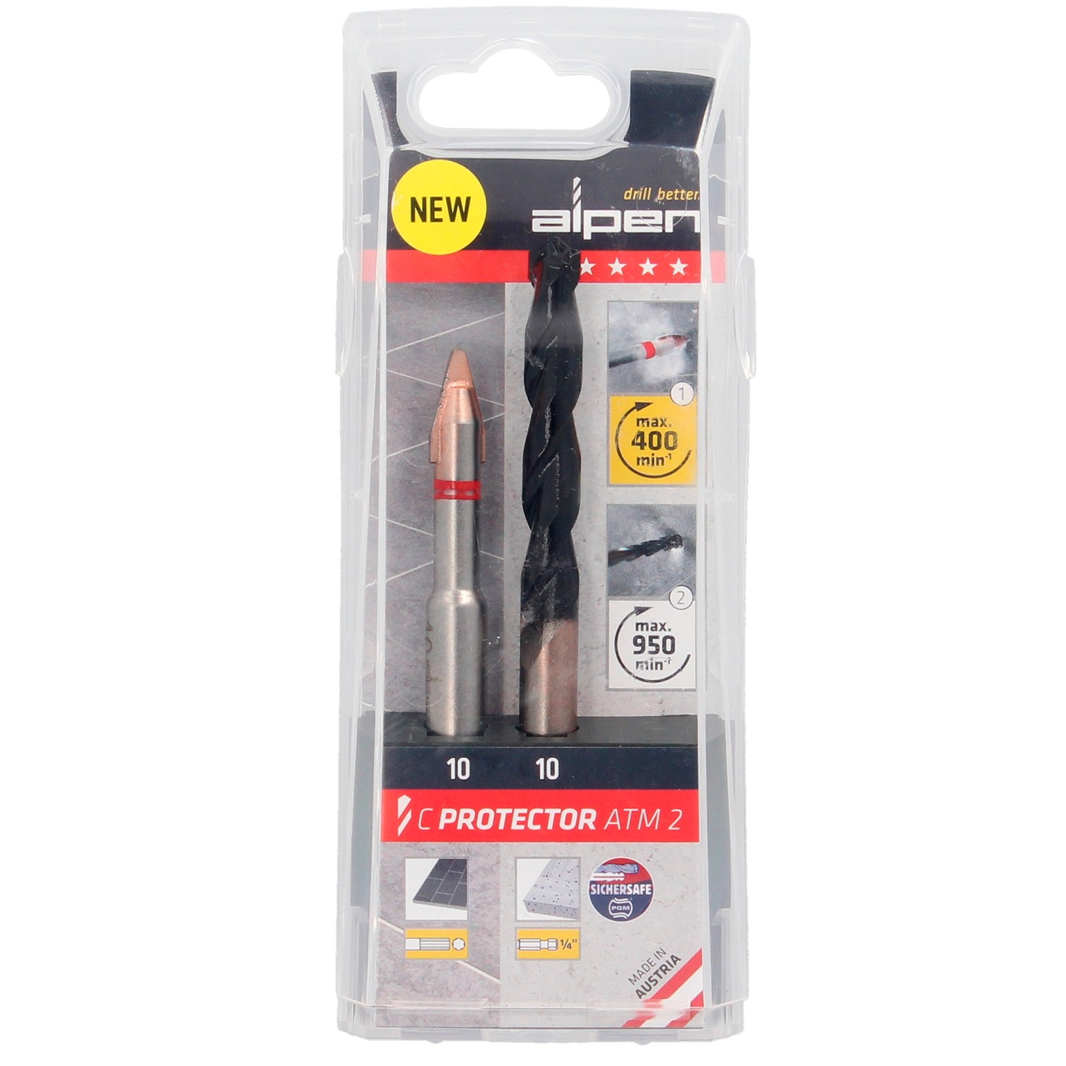 Broca Alpen Materiales Porcelanicos Muy Duros Ø 10 mm. Kit 2 brocas. Sin Refrigeración,